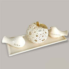 Load image into Gallery viewer, Love Birds Cake Toppers with Candle Holder "Apple"