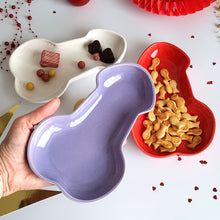Load image into Gallery viewer, These colorful penis-shaped plates will brighten up a bachelorette/hen party or add playfulness to a gay bachelor party. Ceramic penis plate for adult&#39;s birthday party decor or bachelorette final fiesta sexy party supplies. 
