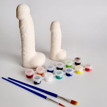 Load image into Gallery viewer, Blank ceramic penis for bachelorette or hen party decorations. Paint and sip coloring games for adults. This ceramic penis blank is sure to get the party started and make the best kind of raucous memories at gay bachelor, bridal shower or girl night party!