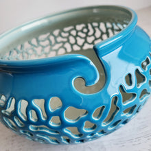 Load image into Gallery viewer, Ceramic yarn bowl - gifts for knitters or craft room decor. Pottery yarn holder - knitting storage and organizer. This ceramic crochet bowl also suitable as a fruit bowl or tea light holder.
