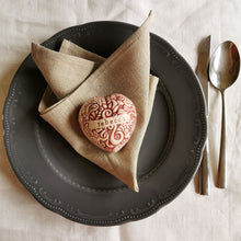 Load image into Gallery viewer, Our handmade ceramic custom place settings are a stunning alternative to flimsy paper place cards. They provide a memorable way to guide your friends and family to the right seats at your reception or shower. Additionally, the charming ceramic hearts make wonderful keepsakes to treasure after the celebration is over.