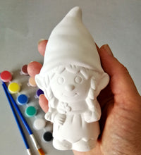 Load image into Gallery viewer, Craft Kit for Kids, Gnome Figurine, Homemade Crafts, Paint your Own, Make Your Own, Ceramic Painting, Gnome Patterns, paint kit, pottery painting, diy painting kit, ready to paint, diy craft kit, easter gnomes, super boy, t-rex, tyrannosaurus, stegosaurus, brontosaurus, a cat, boy, girl, fish, unicorn