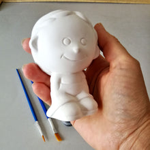 Load image into Gallery viewer, Craft Kit for Kids, Gnome Figurine, Homemade Crafts, Paint your Own, Make Your Own, Ceramic Painting, Gnome Patterns, paint kit, pottery painting, diy painting kit, ready to paint, diy craft kit, easter gnomes, super boy, t-rex, tyrannosaurus, stegosaurus, brontosaurus, a cat, boy, girl, fish, unicorn