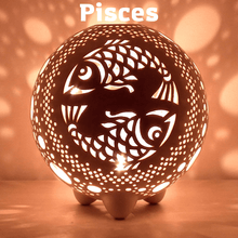 Load image into Gallery viewer, Handmade candle holder is the best astrology and horoscope gift. Candle holder is made out of ceramic and hand-carved to perfection. Ceramic candle holder will bring coziness to any room in the house. Ceramic candle holder is essential for decorating any household. Ceramic candle holder will delight new settlers.