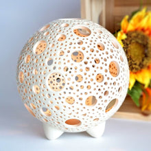 Load image into Gallery viewer, Handmade candle holder is the best wedding gift. Candle holder is made out of ceramic and hand-carved to perfection. Ceramic candle holder will bring coziness to any room in the house. Ceramic candle holder is essential for decorating any household.