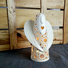 Load image into Gallery viewer, Handmade candle holder is the best wedding gift. Candle holder is made out of ceramic and hand-carved to perfection. Ceramic candle holder will bring coziness to any room in the house. Ceramic candle holder is essential for decorating any household.