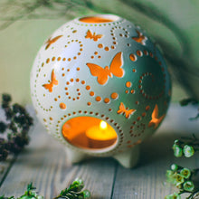 Load image into Gallery viewer, Handmade candle holder is the best wedding gift. Candle holder is made out of ceramic and hand-carved to perfection. Ceramic candle holder will bring coziness to any room in the house. Ceramic candle holder is essential for decorating any household.