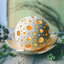 Load image into Gallery viewer, Handmade candle holder is the best wedding gift. Candle holder is made out of ceramic and hand-carved to perfection. Ceramic candle holder will bring coziness to any room in the house. Ceramic candle holder is essential for decorating any household.