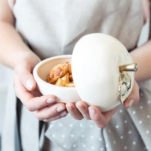 Load image into Gallery viewer, Ceramic Bowl "Apple" with Golden Leaf - Ceramic Bowl - CozyHomeIdeas