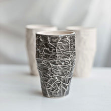 Load image into Gallery viewer, Upgrade your drinkware with these crumpled ceramic tumblers! The tumblers are made from high-quality white clay with a fascinating texture. This ceramic tumbler is perfect for drinking cold beverages like juice, water, milk, soft drinks, and even wine!