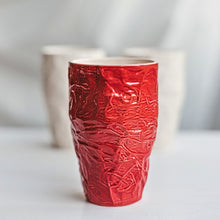 Load image into Gallery viewer, Upgrade your drinkware with these crumpled ceramic tumblers! The tumblers are made from high-quality white clay with a fascinating texture. This ceramic tumbler is perfect for drinking cold beverages like juice, water, milk, soft drinks, and even wine!