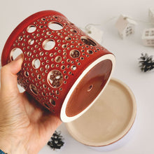 Load image into Gallery viewer, Keep your orchids or other house plants happy in an attractive carved ceramic orchid planter! Each one has carved patterns to allow for aeration of the soil inside the container. You could use this ceramic planter as a fruit bowl or candle holder.