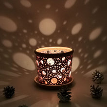 Load image into Gallery viewer, Keep your orchids or other house plants happy in an attractive carved ceramic orchid planter! Each one has carved patterns to allow for aeration of the soil inside the container. You could use this ceramic planter as a fruit bowl or candle holder.