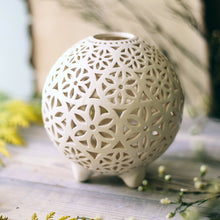 Load image into Gallery viewer, Handmade candle holder is the best wedding gift. Candle holder is made out of ceramic and hand-carved to perfection. Ceramic candle holder will bring coziness to any room in the house. Ceramic candle holder is essential for decorating any household.