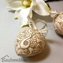 Load image into Gallery viewer, These vintage-inspired ceramic hanging hearts - a universal symbol of love. This heart will be a lovely gift for newlyweds on their wedding day or for your partner on Valentine’s Day. Heart will look beautiful at a wedding party or of your everyday décor.
