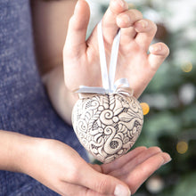 Load image into Gallery viewer, These vintage-inspired ceramic hanging hearts - a universal symbol of love. This heart will be a lovely gift for newlyweds on their wedding day or for your partner on Valentine’s Day. Heart will look beautiful at a wedding party or of your everyday décor.