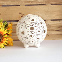 Load image into Gallery viewer, Handmade candle holder is the best wedding gift. Candle holder is made out of ceramic and hand-carved to perfection. Ceramic candle holder will bring coziness to any room in the house. Ceramic candle holder is essential for decorating any household.