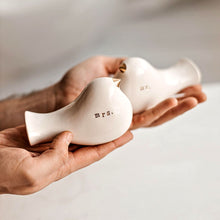 Load image into Gallery viewer, This pair of beautiful wedding cake toppers will add a classy finishing touch to your cake! The elegant cake toppers represent a pair of love birds or white doves. These cake toppers will decorate not only your wedding cake but also your home.