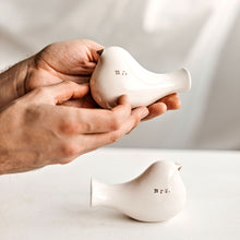 Load image into Gallery viewer, This pair of beautiful wedding cake toppers will add a classy finishing touch to your cake! The elegant cake toppers represent a pair of love birds or white doves. These cake toppers will decorate not only your wedding cake but also your home.