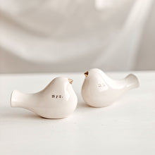 Load image into Gallery viewer, This pair of beautiful wedding cake toppers will add a classy finishing touch to your cake! The elegant cake toppers represent a pair of love birds or white doves. These cake toppers will decorate not only your wedding cake but also your home.