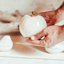 Load image into Gallery viewer, Personalized Love Birds Cake Toppers & Ceramic Apple Bowl Set - Gift for Couples - CozyHomeIdeas