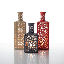 Load image into Gallery viewer, Handmade Ceramic Bottle Candle Holder with Cutout Pattern

