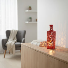 Load image into Gallery viewer, Handmade Ceramic Bottle Candle Holder with Cutout Pattern
