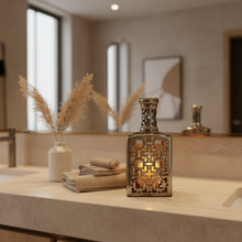 Load image into Gallery viewer, Handmade Ceramic Bottle Candle Holder with Cutout Pattern
