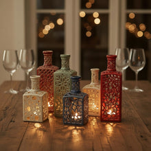 Load image into Gallery viewer, Handmade Ceramic Bottle Candle Holder with Cutout Pattern
