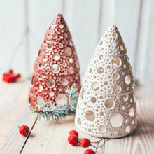 Load image into Gallery viewer, Handmade candle holder is the best Christmas gift. Candle holder is made out of ceramic and hand-carved to perfection. Ceramic candle holder will bring coziness to any room decor. Ceramic candle holder is essential for decorating any household. 
