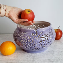 Load image into Gallery viewer, Ceramic yarn bowl - gifts for knitters or craft room decor. Pottery yarn holder - knitting storage and organizer. This ceramic crochet bowl also suitable as a fruit bowl or tea light holder.
