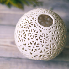 Load image into Gallery viewer, Handmade candle holder is the best wedding gift. Candle holder is made out of ceramic and hand-carved to perfection. Ceramic candle holder will bring coziness to any room in the house. Ceramic candle holder is essential for decorating any household.

