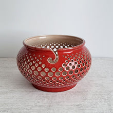 Load image into Gallery viewer, Ceramic yarn bowl - gifts for knitters or craft room decor. Pottery yarn holder - knitting storage and organizer. This ceramic crochet bowl also suitable as a fruit bowl or tea light holder.
