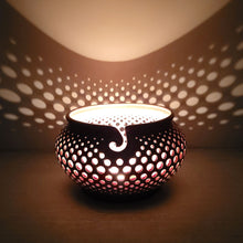 Load image into Gallery viewer, Ceramic yarn bowl - gifts for knitters or craft room decor. Pottery yarn holder - knitting storage and organizer. This ceramic crochet bowl also suitable as a fruit bowl or tea light holder.
