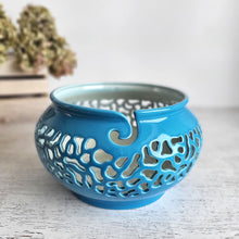 Load image into Gallery viewer, Ceramic yarn bowl - gifts for knitters or craft room decor. Pottery yarn holder - knitting storage and organizer. This ceramic crochet bowl also suitable as a fruit bowl or tea light holder.
