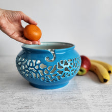 Load image into Gallery viewer, Ceramic yarn bowl - gifts for knitters or craft room decor. Pottery yarn holder - knitting storage and organizer. This ceramic crochet bowl also suitable as a fruit bowl or tea light holder.
