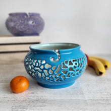 Load image into Gallery viewer, Ceramic yarn bowl - gifts for knitters or craft room decor. Pottery yarn holder - knitting storage and organizer. This ceramic crochet bowl also suitable as a fruit bowl or tea light holder.
