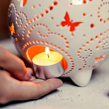 Load image into Gallery viewer, Wax melt warmer is made out of ceramic and hand-carved to perfection. Ceramic candle holder will bring coziness to any room in the house. Wax melt warmer is essential for decorating any household. Candle holder - wax warmer will delight new settlers.
