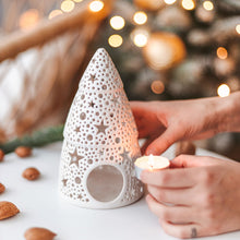 Load image into Gallery viewer, Handmade candle holder is the best Christmas gift. Candle holder is made out of ceramic and hand-carved to perfection. Ceramic candle holder will bring coziness to any room decor. Ceramic candle holder is essential for decorating any household. 
