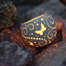 Load image into Gallery viewer, Handmade candle holder is the best wedding gift. Candle holder is made out of ceramic and hand-carved to perfection. Ceramic candle holder will bring coziness to any room in the house. Ceramic candle holder is essential for decorating any household. 
