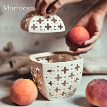 Load image into Gallery viewer, This ceramic bowl with lid can be used as a fruit bowl, cookie or candy jar, or candle holder in any room of the home! They make wonderful heartfelt gifts for special occasions like a wedding or housewarming or for a holiday, or birthday gift.
