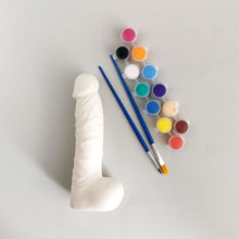 Load image into Gallery viewer, Blank ceramic penis for bachelorette or hen party decorations. Paint and sip coloring games for adults. This ceramic penis blank is sure to get the party started and make the best kind of raucous memories at gay bachelor, bridal shower or girl night party!
