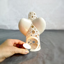 Load image into Gallery viewer, Handmade candle holder is the best wedding gift. Candle holder is made out of ceramic and hand-carved to perfection. Ceramic candle holder will bring coziness to any room in the house. Ceramic candle holder is essential for decorating any household. 
