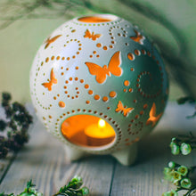 Load image into Gallery viewer, Handmade candle holder is the best wedding gift. Candle holder is made out of ceramic and hand-carved to perfection. Ceramic candle holder will bring coziness to any room in the house. Ceramic candle holder is essential for decorating any household. 
