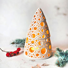 Load image into Gallery viewer, Handmade candle holder is the best Christmas gift. Candle holder is made out of ceramic and hand-carved to perfection. Ceramic candle holder will bring coziness to any room decor. Ceramic candle holder is essential for decorating any household. 
