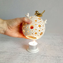 Load image into Gallery viewer, Handmade candle holder is the best wedding gift. Candle holder is made out of ceramic and hand-carved to perfection. Ceramic candle holder will bring coziness to any room in the house. Ceramic candle holder is essential for decorating any household.
