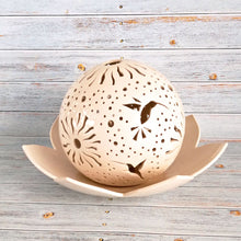 Load image into Gallery viewer, Handmade candle holder is the best wedding gift. Candle holder is made out of ceramic and hand-carved to perfection. Ceramic candle holder will bring coziness to any room in the house. Ceramic candle holder is essential for decorating any household.
