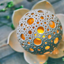 Load image into Gallery viewer, Handmade candle holder is the best wedding gift. Candle holder is made out of ceramic and hand-carved to perfection. Ceramic candle holder will bring coziness to any room in the house. Ceramic candle holder is essential for decorating any household. 
