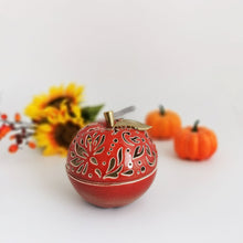 Load image into Gallery viewer, Ceramic Apple Bowl with Golden Leaf - Ceramic Bowl - CozyHomeIdeas
