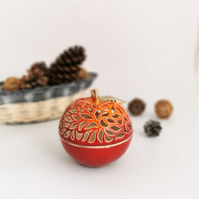 Load image into Gallery viewer, Ceramic Apple Bowl with Golden Leaf - Ceramic Bowl - CozyHomeIdeas
